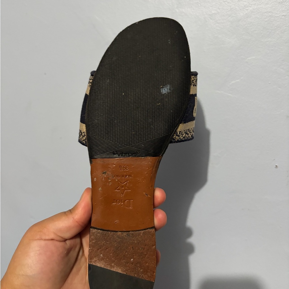Dior Navy and Tan Women's Slippers - Picture 5 of 5